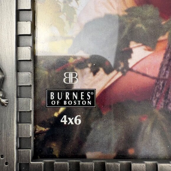 Vintage Burnes Of Boston Pewter Nature 4x6 Picture Frame Turtle Snail - Picture 3 of 6